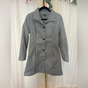 FME Gray Pea Coat Button Front NWOT